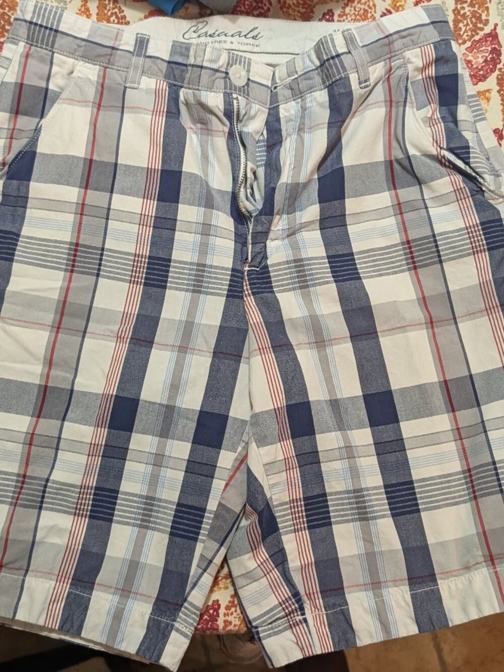 Roundtree & Yorke 34 Straight Bermuda Plaid Shorts